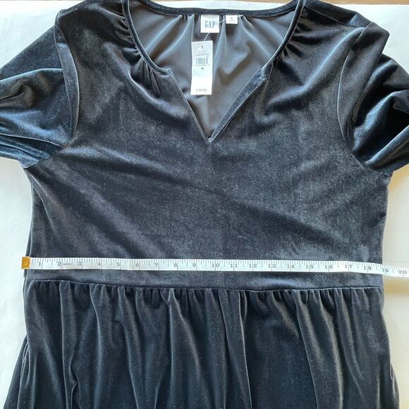 NWT Gap Women's Velvet Tiered Mini Dress with 3/4 Sleeves in Black Size M - Picture 10 of 11